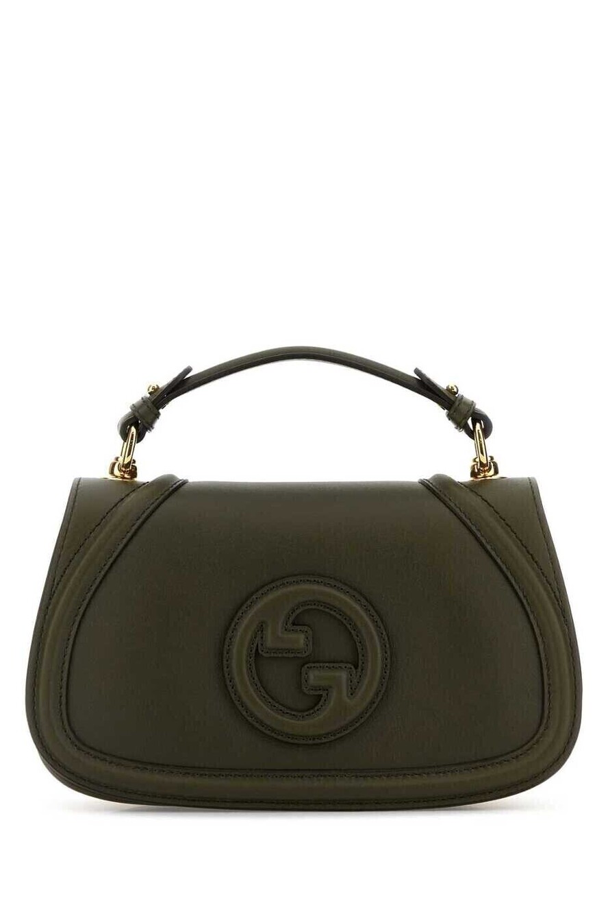 Gucci Blondie Leather Top Handle Shoulder Bag Green